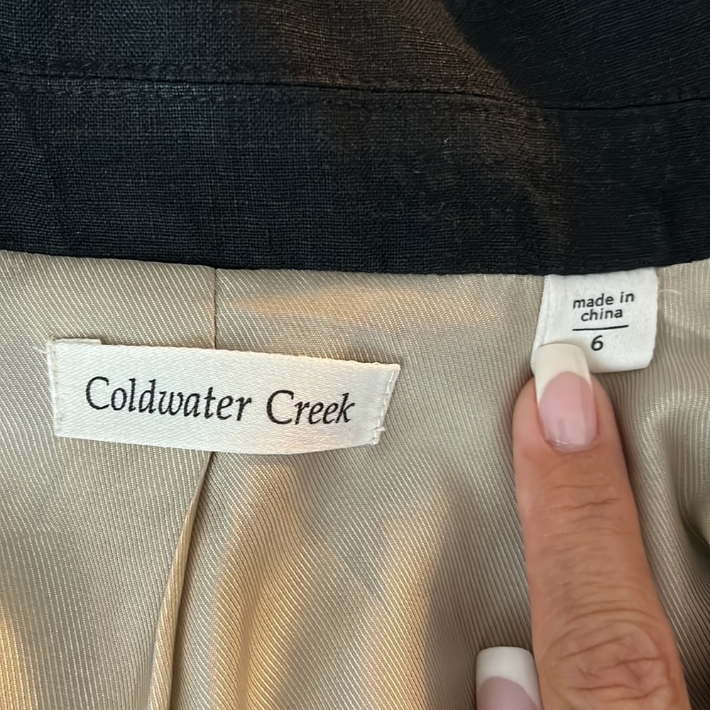 Coldwater Creek Black 100% Linen Open Longline Jacket size 6 - Picture 11 of 11